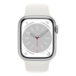 Apple Watch Series 8 GPS 41mm (корпус - серебристый, спортивный ремешок белого цвета, IP6X)— фото №1